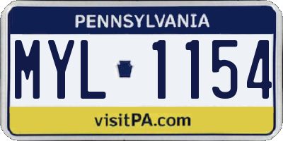 PA license plate MYL1154