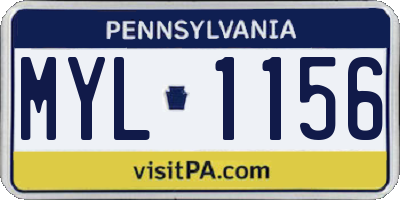 PA license plate MYL1156