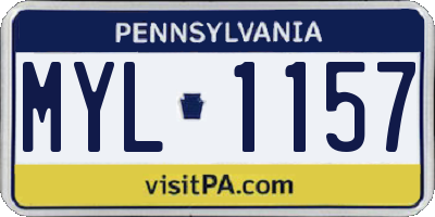 PA license plate MYL1157