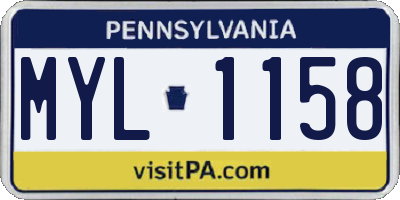 PA license plate MYL1158