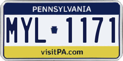 PA license plate MYL1171