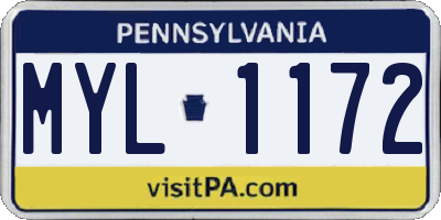 PA license plate MYL1172
