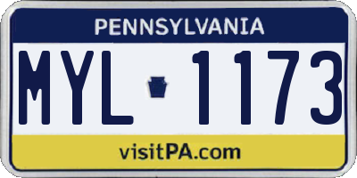 PA license plate MYL1173