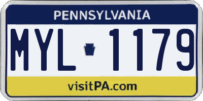 PA license plate MYL1179