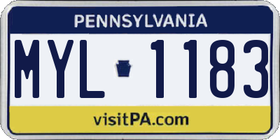 PA license plate MYL1183