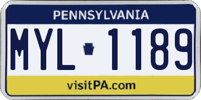 PA license plate MYL1189