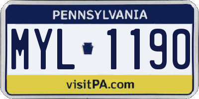 PA license plate MYL1190