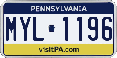 PA license plate MYL1196