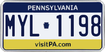 PA license plate MYL1198