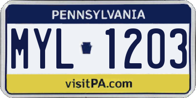 PA license plate MYL1203