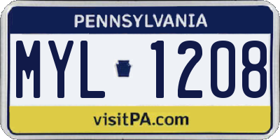 PA license plate MYL1208