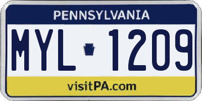 PA license plate MYL1209