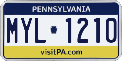 PA license plate MYL1210