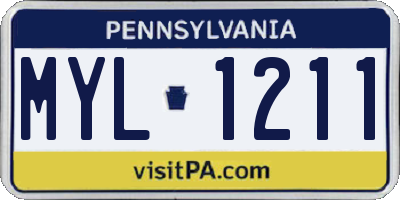 PA license plate MYL1211