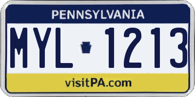 PA license plate MYL1213