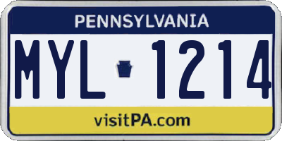 PA license plate MYL1214