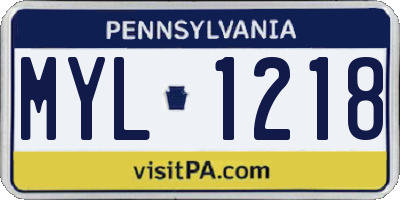 PA license plate MYL1218