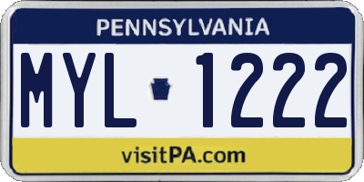 PA license plate MYL1222