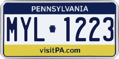 PA license plate MYL1223