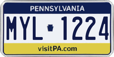 PA license plate MYL1224