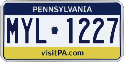 PA license plate MYL1227