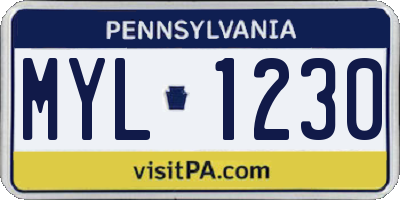 PA license plate MYL1230