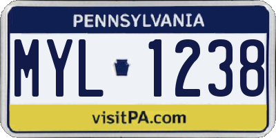 PA license plate MYL1238