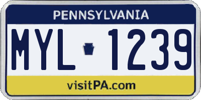 PA license plate MYL1239