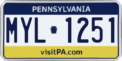 PA license plate MYL1251