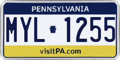 PA license plate MYL1255