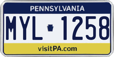 PA license plate MYL1258