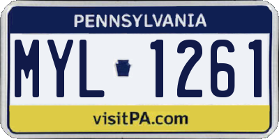 PA license plate MYL1261