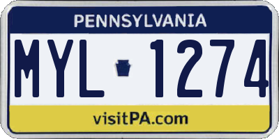 PA license plate MYL1274