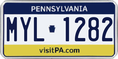 PA license plate MYL1282
