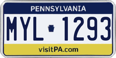 PA license plate MYL1293