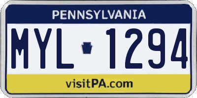 PA license plate MYL1294