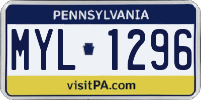 PA license plate MYL1296