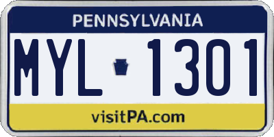 PA license plate MYL1301