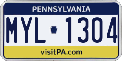 PA license plate MYL1304