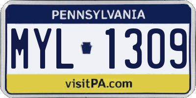 PA license plate MYL1309