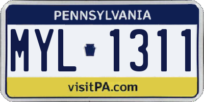 PA license plate MYL1311
