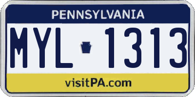 PA license plate MYL1313