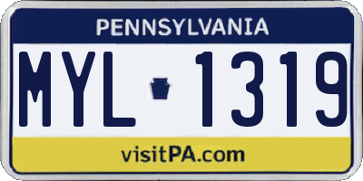PA license plate MYL1319
