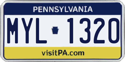 PA license plate MYL1320