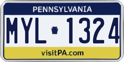 PA license plate MYL1324