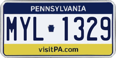 PA license plate MYL1329