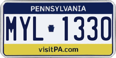 PA license plate MYL1330