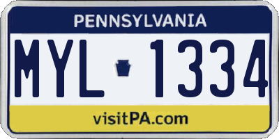PA license plate MYL1334