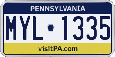 PA license plate MYL1335