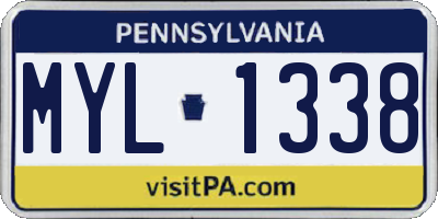 PA license plate MYL1338